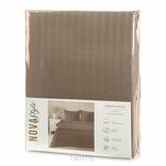 Pościel satynowa 140x200 VERA jednokolorowa gładka terra w prążki - 8