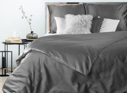 Pościel satynowa 220x200 NOVA 3 jednokolorowa gładka stalowa