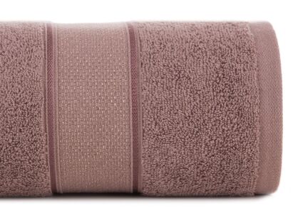 Ręcznik bawełniany 50x90 LIANA jasny brąz zdobiony bordiurą z błyszczącą nicią