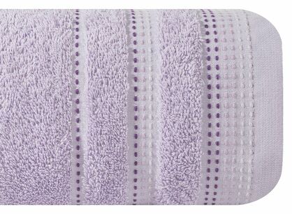 Ręcznik 50x90 POLA wrzosowy z kolorową bordiurą zakończoną stebnowaniem 500 g/m2