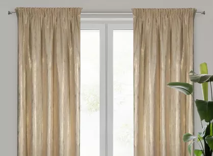 Zasłona na taśmie 140x270 EMILA welwetowa kremowa z szampańskim przecieranym wzorem