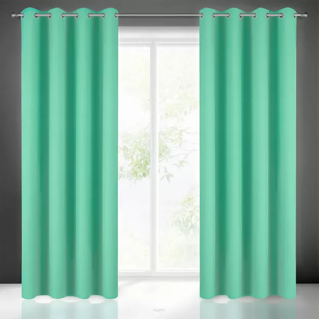 Zasłona na przelotkach 140x250 ADORE miętowa z jednobarwnej gładkiej tkaniny Design 91