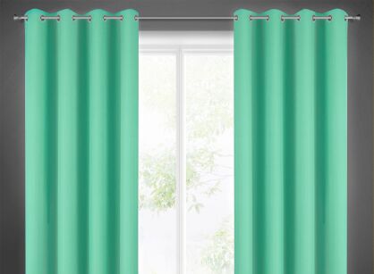 Zasłona gotowa na przelotkach 140x250 ADORE miętowa z jednobarwnej gładkiej tkaniny Design 91