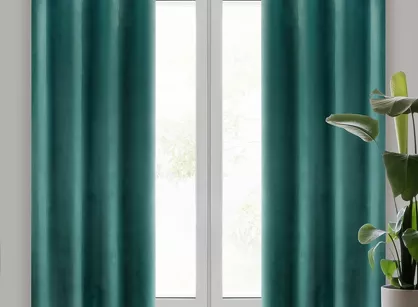 Zasłona na przelotkach 140x250 MELANIE welwetowa ciemny turkus o aksamitnej strukturze