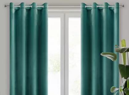Zasłona na przelotkach 140x250 MELANIE welwetowa ciemny turkus o aksamitnej strukturze