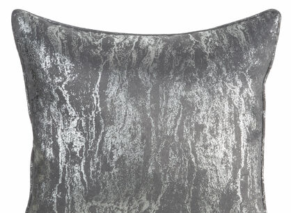 Poszewka 45x45 ELISE zaciemniająca typu dimout stalowa z marmurkowym srebrnym nadrukiem