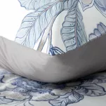 Pościel z makosatyny 160x200 PREMIUM 34 biała jasny niebieski kwiatowy wzór Premium - 2