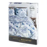 Pościel z makosatyny 160x200 PREMIUM 34 biała jasny niebieski kwiatowy wzór Premium - 8