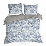 Pościel z makosatyny 160x200 PREMIUM 34 biała jasny niebieski kwiatowy wzór Premium - 6