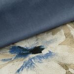 Pościel satynowa 160x200 SPRING 66 jasny beż ciemny niebieski z wzorem kwiatów z kolekcji Classic - 3