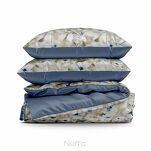 Pościel satynowa 160x200 SPRING 66 jasny beż ciemny niebieski z wzorem kwiatów z kolekcji Classic - 7