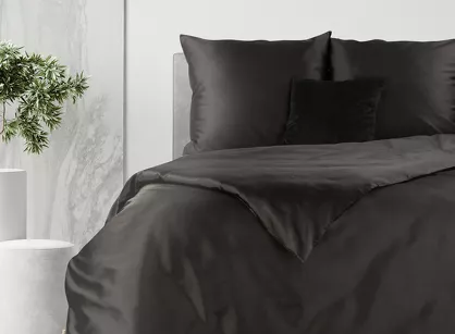 Pościel bawełniana 220x200 HARMONY czarna gładka