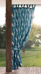 Zasłona na taras 155x200 GARDEN 9 turkusowa na szelkach zapinanymi na rzepy wodoodporna z motywem botanicznym - 10
