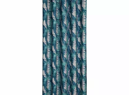 Zasłona na taras 155x200 GARDEN 9 turkusowa na szelkach zapinanymi na rzepy wodoodporna z motywem botanicznym