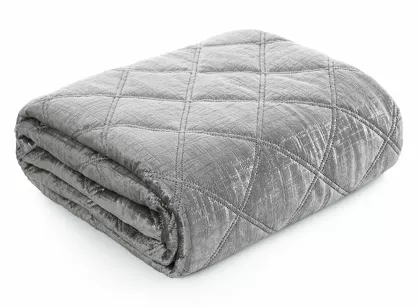 Narzuta welwetowa 170x210 BLINK 6 srebrna błyszcząca srebrny przecierany wzór