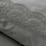 Pościel bawełniana 160x200 LANA1 stalowa zdobiona koronką - 3