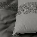 Pościel bawełniana 160x200 LANA1 stalowa zdobiona koronką - 2