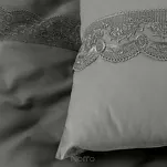 Pościel bawełniana 160x200 LANA1 stalowa zdobiona koronką - 2