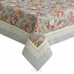Obrus gobelinowy 140x180 1175 popielaty z wzorem kwiatowym - 3