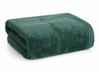 Ręcznik 70x140 MARI ciemna zieleń z welurową bordiurą w pasy 500 g/m2