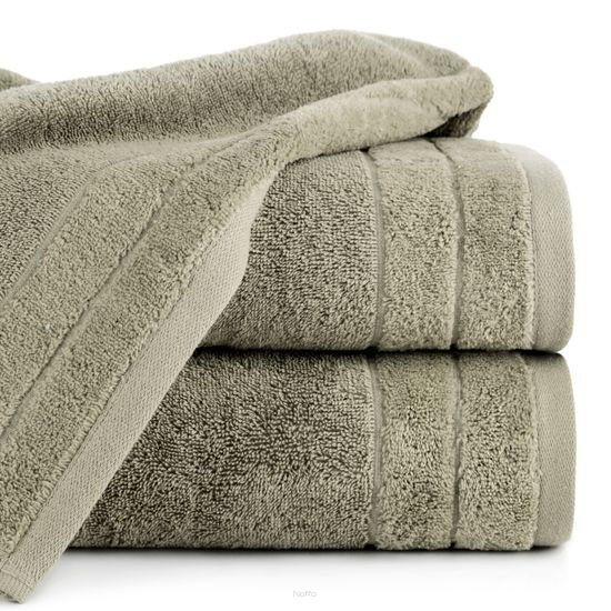 Ręcznik bawełniany 30x50 DAMLA jasny brąz gładki z subtelną bordiurą