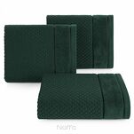 Ręcznik 30x50 FRIDA ciemna zieleń z fakturą kosteczki i szeroką welurową bordiurą 500 g/m2 - 4