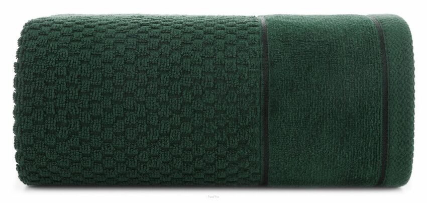 Ręcznik 30x50 FRIDA ciemna zieleń z fakturą kosteczki i szeroką welurową bordiurą 500 g/m2