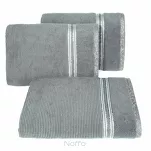 Ręcznik 70x140 FILON srebrny zdobiony bordiurą w prążki z połyskującą srebrną nicią - 3