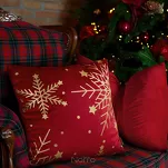 Poszewka świąteczna 45x45 237E welwetowa czerwona z motywem szampańskiej śnieżynki - 2