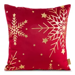 Poszewka świąteczna 45x45 237E welwetowa czerwona z motywem szampańskiej śnieżynki