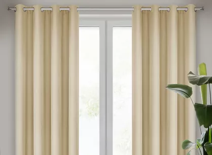 Zasłona na przelotkach 140x250 RITA jednokolorowa beżowa z miękkiej tkaniny