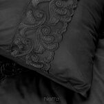 Pościel bawełniana 160x200 LANA 3 czarna zdobiona koronką - 2