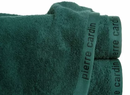 Ręcznik 50x90 EVI Pierre Cardin ciemny turkus zdobiony bordiurą w kolorze ręcznika z logo marki