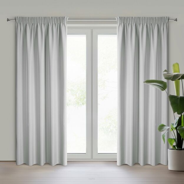 Zasłona na taśmie 140x270 RITA jednokolorowa stalowa z miękkiej tkaniny