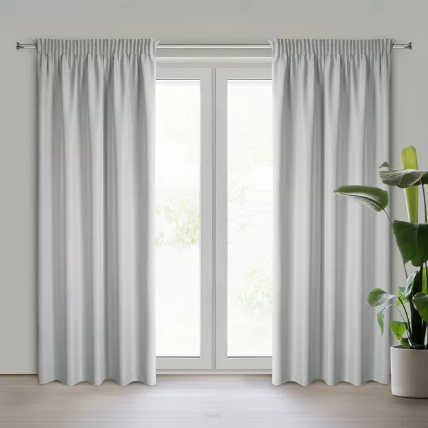 Zasłona na taśmie 140x270 RITA jednokolorowa stalowa z miękkiej tkaniny