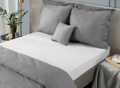 Prześcieradło z bawełny jersey z gumką białe 240x220 Design 91