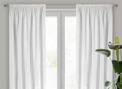 Zasłona na taśmie 140x270 MELANIE welwetowa biała o aksamitnej strukturze