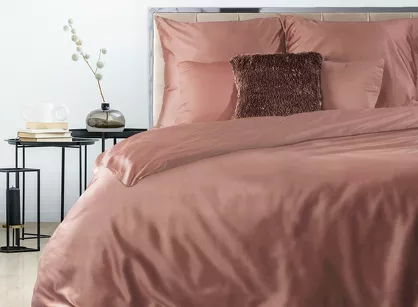 Pościel satynowa 140x200 NOVA 3 jednokolorowa gładka różowa