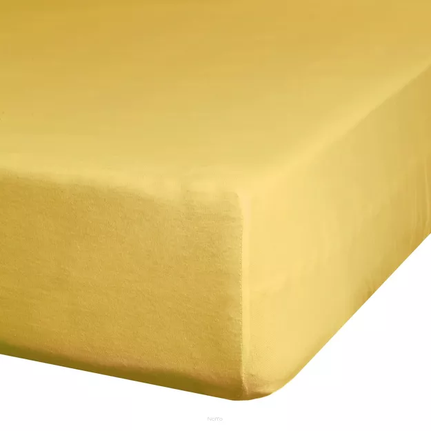 Prześcieradło z bawełny jersey z gumką musztardowe 220x200 Design 91