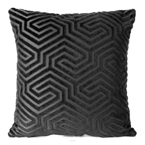 Poszewka welwetowa 40x40 INGA Pierre Cardin czarna z żakardowym geometrycznym wzorem