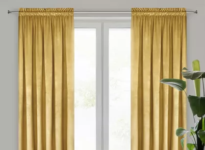 Zasłona na taśmie 140x300 PIERRE welwetowa musztardowa jednokolorowa