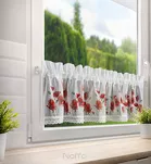 Zazdrostka gotowa w tunelu 150x30 MARI biała z etaminy z wzorem czerwonych maków i bawełnianą koronką - 10