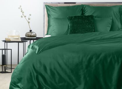 Pościel satynowa 180x200 NOVA 3 jednokolorowa gładka ciemna zieleń