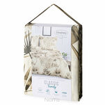 Pościel bawełniana 160x200 NINA beżowa z wzorem efektownych liści z kolekcji Classic - 5