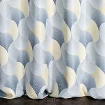 Zasłona na przelotkach 140x250 ASETA zaciemniająca srebrna z geometrycznym żółtym wzorem - 7