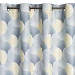 Zasłona na przelotkach 140x250 ASETA zaciemniająca srebrna z geometrycznym żółtym wzorem - 4