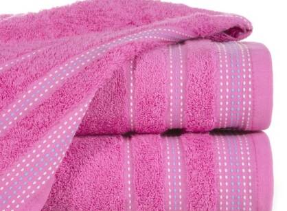 Ręcznik bawełniany 30x50 POLA amarantowy z kolorową bordiurą zakończoną stebnowaniem
