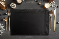 Nakładka welwetowa 85x85 MELINDA czarna wykończona mankietem - 3