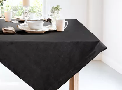 Nakładka welwetowa 85x85 MELINDA czarna wykończona mankietem