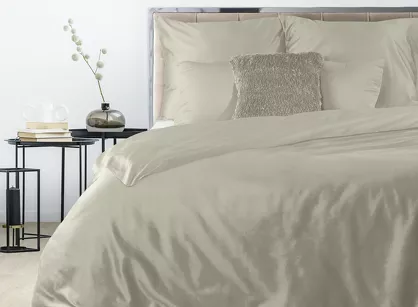 Pościel satynowa 160x200 NOVA 3 jednokolorowa gładka beż 1